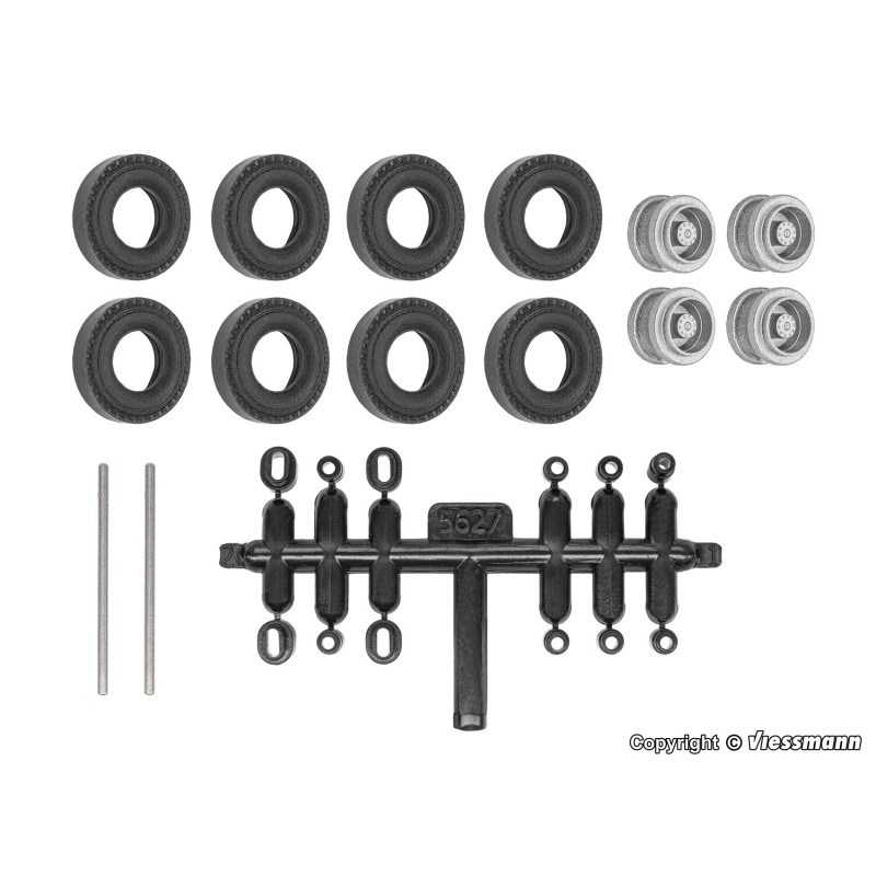 Viessmann 8423 H0 Nachrüst-Set Gummireifen für kibri Anhänger und Auflieger, Zwillingsbereifung