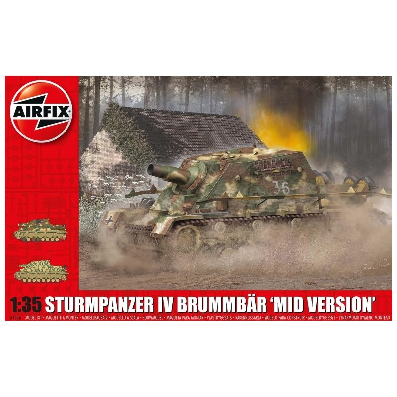 Airfix A1376 1/35 Sturmpanzer IV Brummbär (Mid Version). Plastikmodellbausatz eines deutschen WWII Sturmpanzers