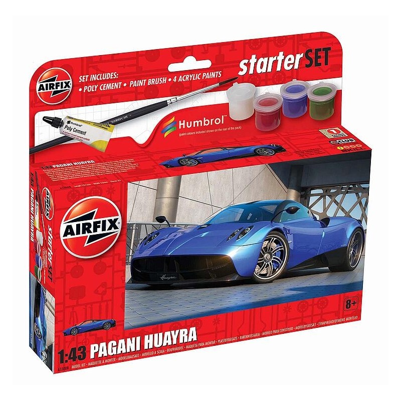 Airfix A55008 1/43 Pagani Huayra. Plastikmodellbausatz eines italienischen  Super-Sportwagens aus dem Jahr 2016, mit 33 Teilen. 