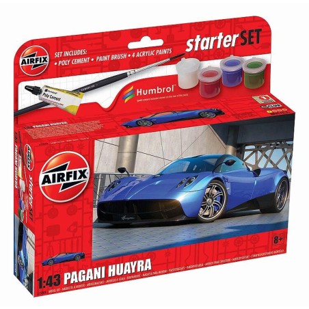 Airfix A55008 1/43 Pagani Huayra. Plastikmodellbausatz eines italienischen  Super-Sportwagens aus dem Jahr 2016, mit 33 Teilen. 