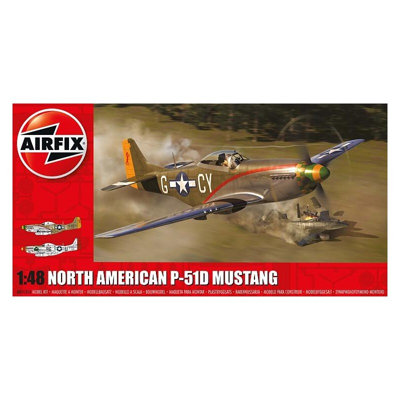 Airfix A05131A 1/48 North American P-51D Mustang. Plastikmodellbausatz eines Amerikanischen WWII Kampfflugzeugs mit 147 Teilen. 