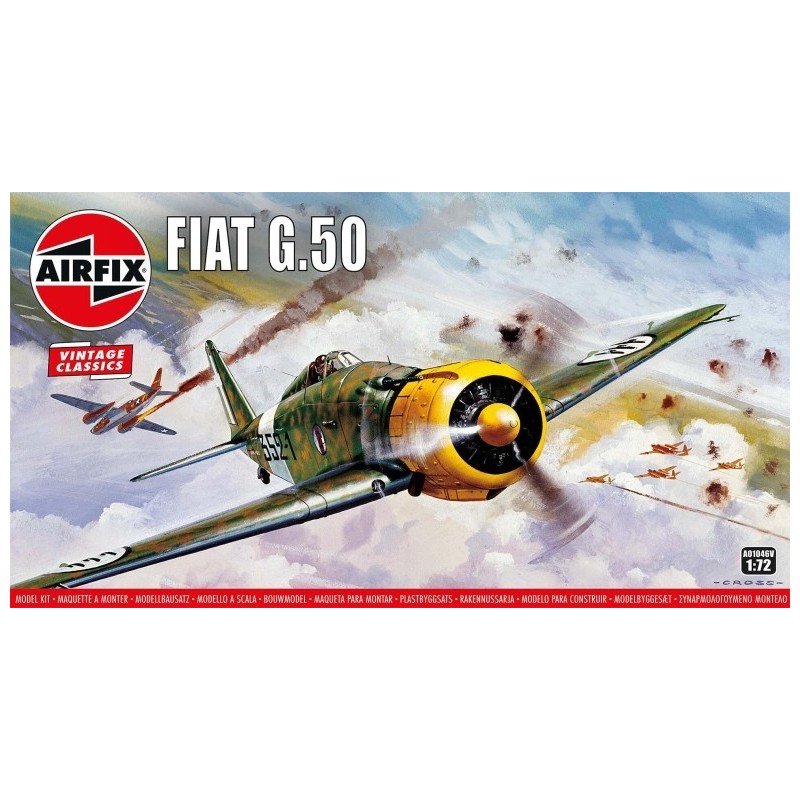 Airfix A01046V 1/72 FIAT G50. Plastikmodellbausatz eines italienischen WWII Kampfflugzeugs mit 33 Teilen.