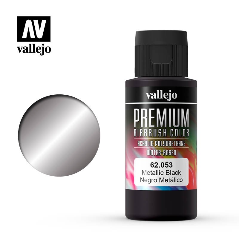 Vallejo 62053 Metallic, Schwarz, 60 ml