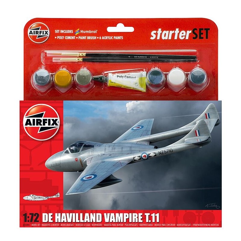 Airfix A55204 1/72 Medium Starter Set, De Havilland Vampire T11