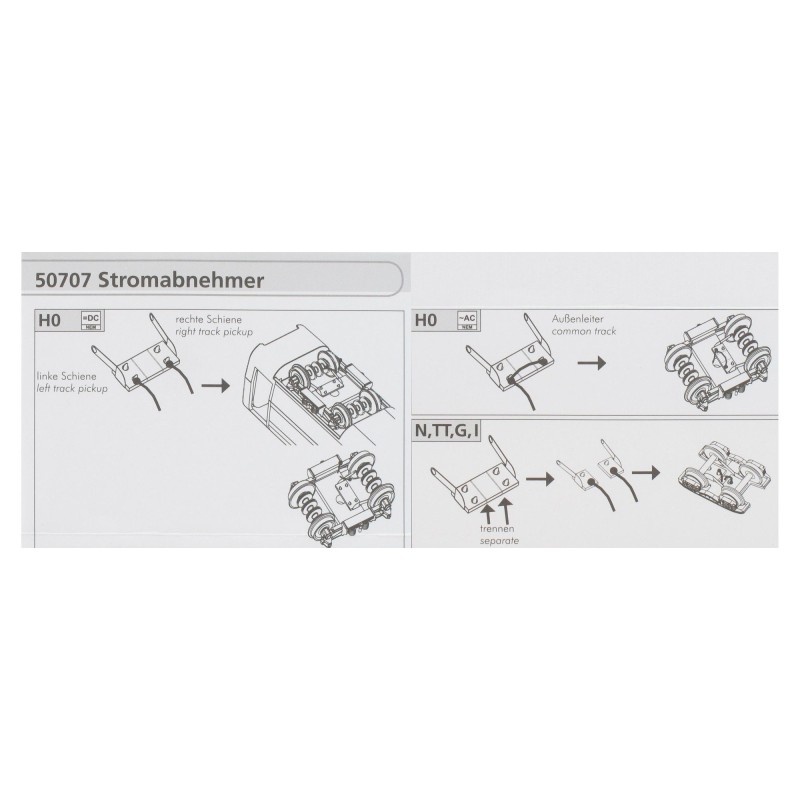 ESU 50707 Innenbeleuchtung, Stromabnehmer (Radkontakt) für Waggons N / H0, 8er Set. Spurweite: N, TT, H0