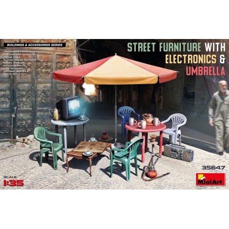 MiniArt 35647 STREET FURNITURE WITH ELECTRONICS & UMBRELLA