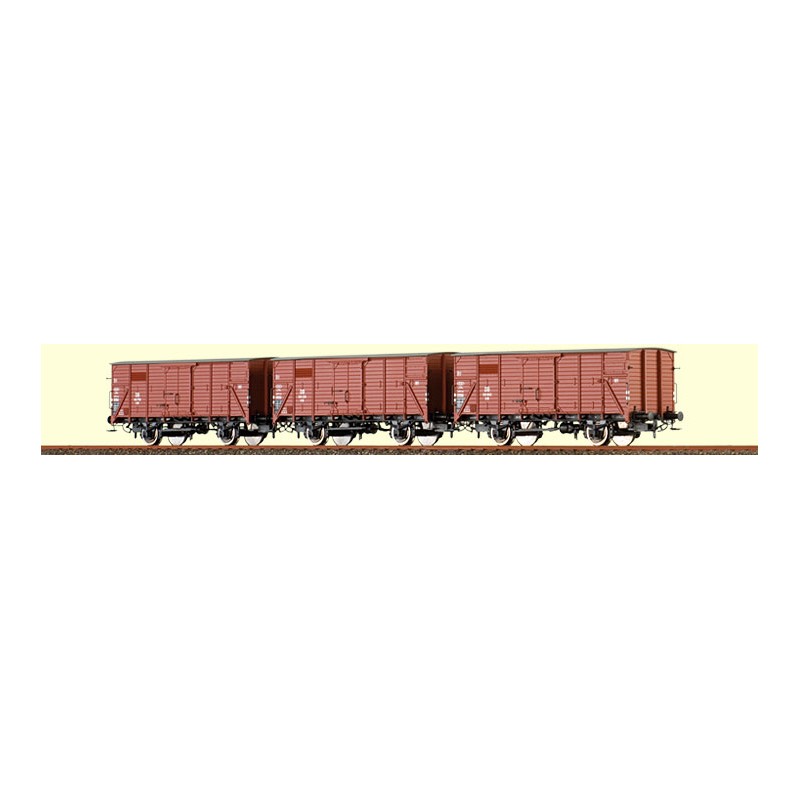 Brawa 48205 H0 gedeckter Güterwagen G10 Ep. III. 3-er Set