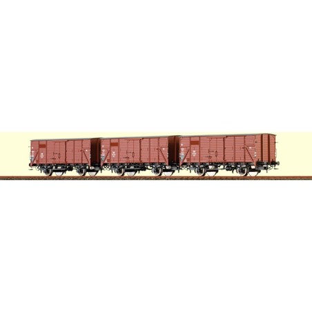 Brawa 48205 H0 gedeckter Güterwagen G10 Ep. III. 3-er Set