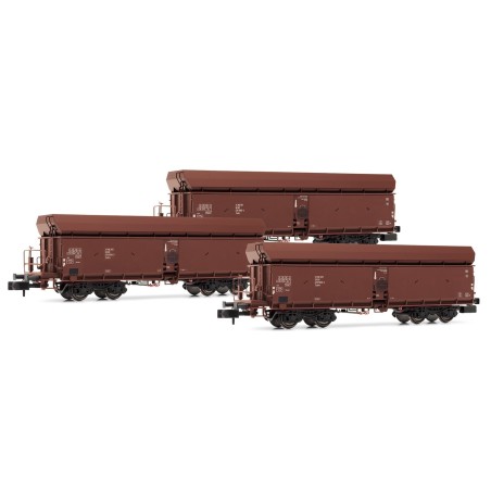 Arnold HN6366 3-tlg. Set Selbstentladewagen Bauart Fadrrs der DR, braun