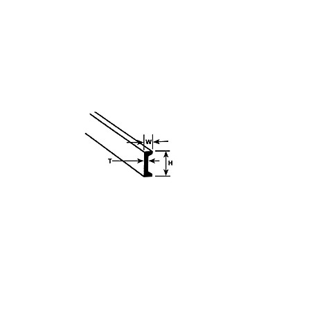 Plastruct PL90531 1/16" Polystyrene Channel (.062 or 1.6mm) 25,4cm 10 styk