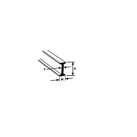 Plastruct PL90511 1/16" Polystyrene I-Beam (.062 or 1.6mm) 25,4cm 10 styk