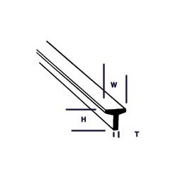 Plastruct PL90562 1/16" Polystyrene Tee (.062" or 1.6mm) 25,4cm 10 styk