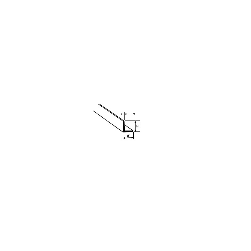 Plastruct PL90502 1/16th Polystyrene Angle (.062 or 1.6mm) 25,4cm 10 styk