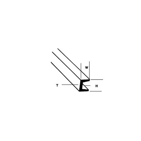 Plastruct PL90584 3/16" Polystyrene Deep Channel (.188" or 4.8mm) 38,1cm 5 styk