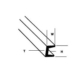 Plastruct PL90582 3/32" Polystyrene Deep Channel (.094" or 2.4mm) 25,4cm 10 styk