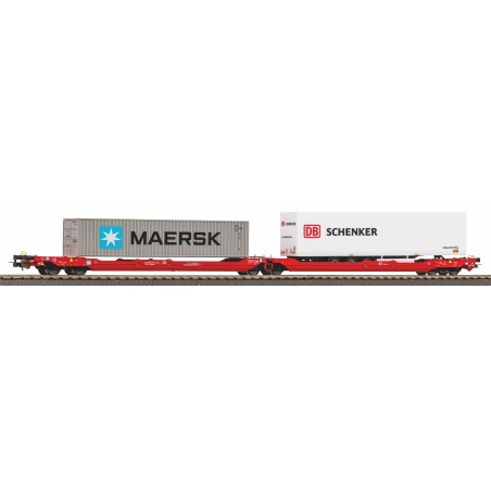 Piko 24619 T3000e DB AG  VI, beladen mit 1x Container 40`Maersk und 1x Trailer PNO