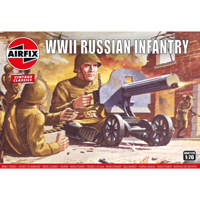 Airfix A00717V 1/76 Russische Infanterie. Plastikmodellbausatz für sowjetische WWII Infanterie, insgesamt 48 Teile für Figuren i