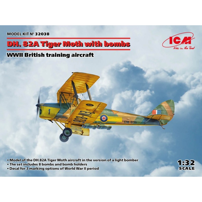 ICM 32038 DH. 82A Tiger Moth with bombs 1/32