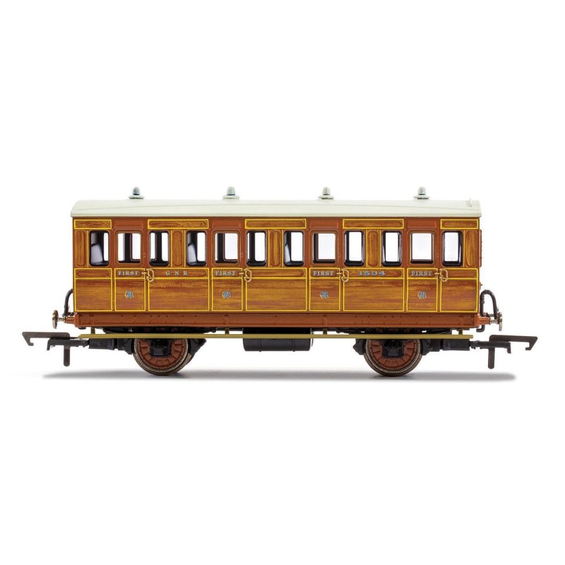 Hornby R40103 GNR, 4 Wheel Coach, 1st Class, Fitted Lights, 1534 - Era 2