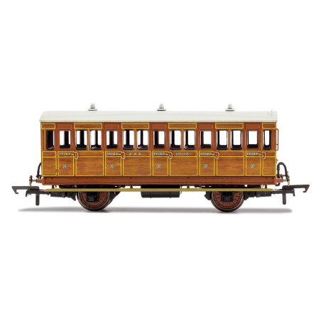 Hornby R40104A GNR, 4 Wheel Coach, 3rd Class, Fitted Lights, 1505 - Era 2