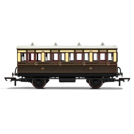 Hornby R40111 GWR, 4 Wheel Coach, 1st Class, Fitted Lights, 143 - Era 2/3