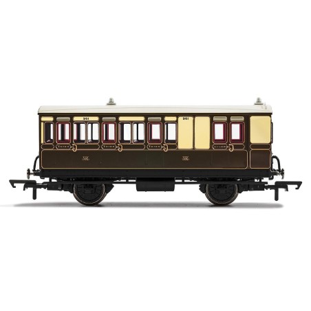 Hornby R40067 GWR, 4 Wheel Coach, Brake 3rd Class, 301 - Era 2/3