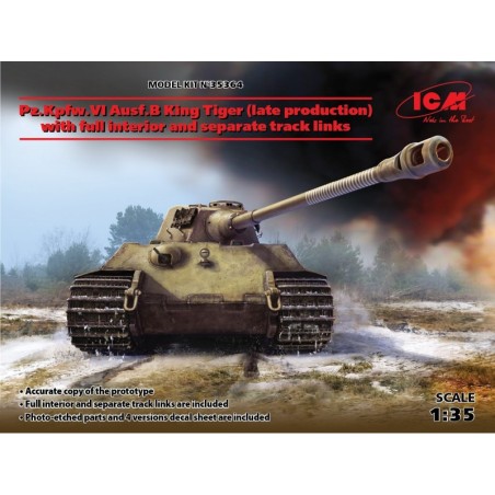 ICM 35364 PzKpfw.VI ausf.B king tiger late production with full interior WWII German heavy tank 1/35