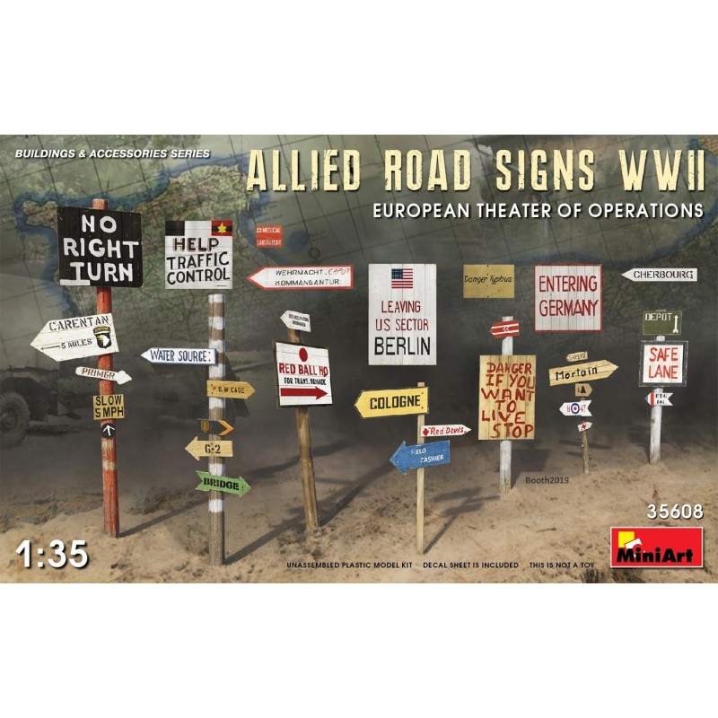 MiniArt 35608 ALLIED ROAD SIGNS WWII. EUROPEAN THEATRE OF OPERATIONS