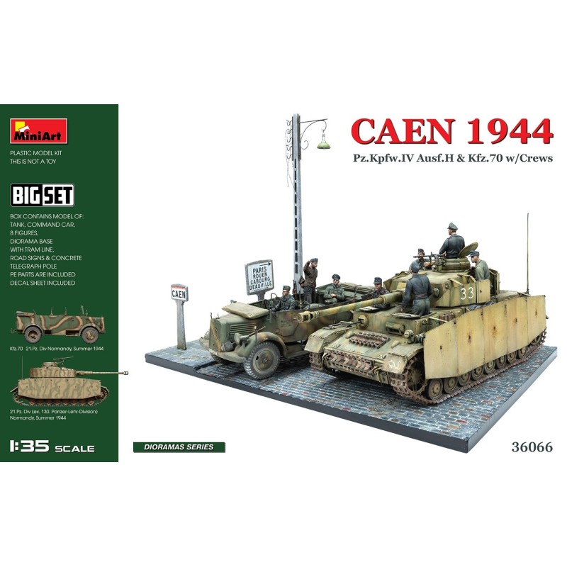 MiniArt 36066 CAEN 1944 Pz.Kpfw.IV Ausf.H & Kfz.70 w/CREWS. BIG SET