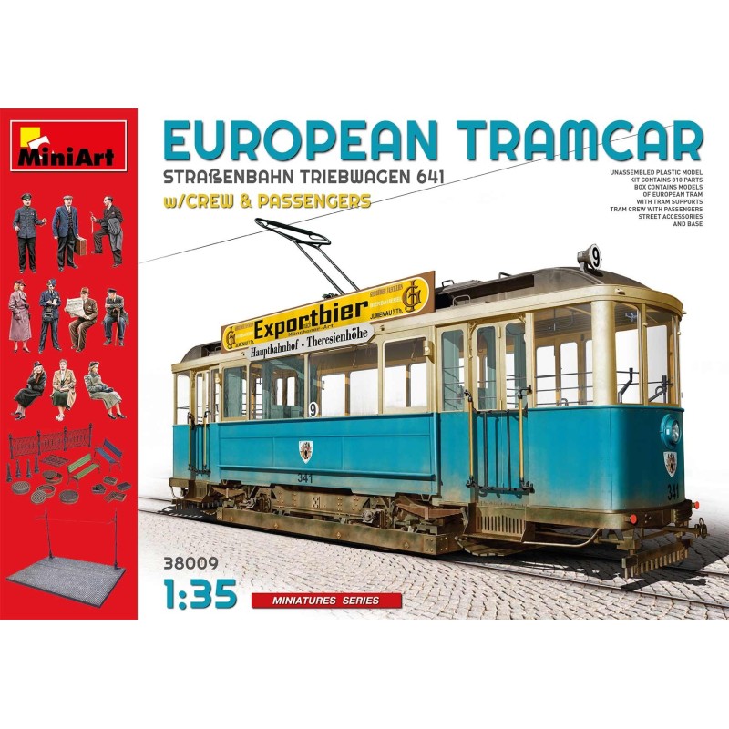 MiniArt 38009 EUROPEAN TRAMCAR (StraBenbahn Triebwagen 641) w/CREW & PASSENGERS