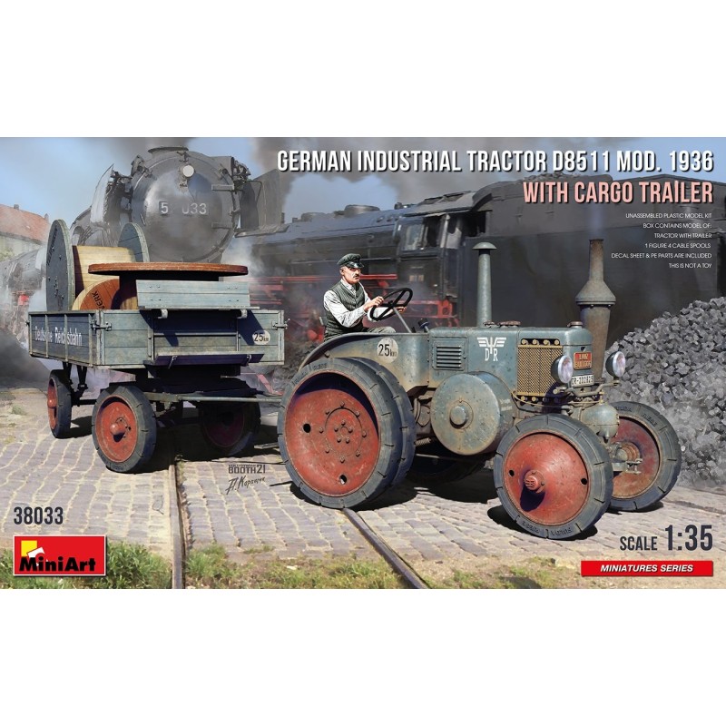 MiniArt 38033 GERMAN INDUSTRIAL TRACTOR D8511 MOD. 1936 WITH CARGO TRAILER