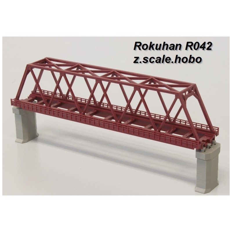 Rokuhan R042 Kastenbrücke 1-gleisig, 220 mm, rot, ohne Gleis